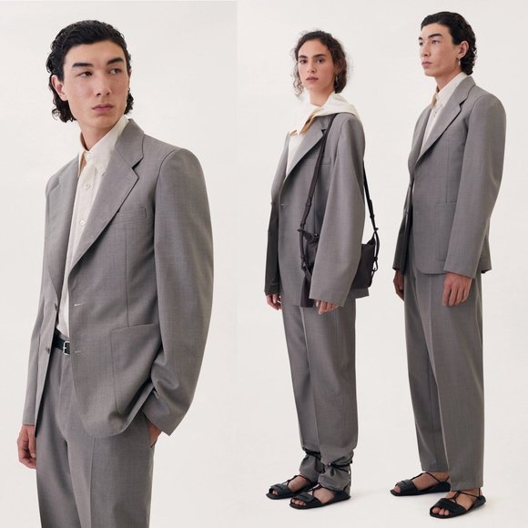 Lemaire Light Grey Thin Wool Buckleback Tapered Pants Trousers FR 48 US 32 NWOT - Picture 8 of 11